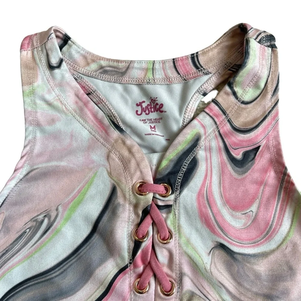 Justice Sports Bra Crisscross Long Line Girls Size M 10 Pink Athletic Yoga